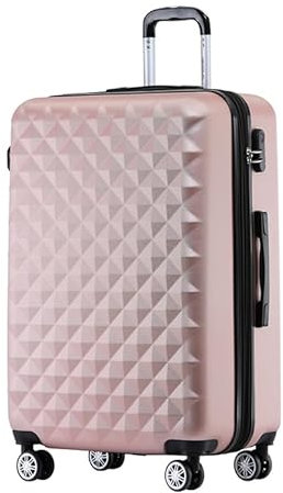 BEIBYE Zwillingsrollen 2066 Hartschalen-Koffer: 15 Farben, ABS-Kunststoff, Zahlenschloss mit Doppelreißverschluss, Exklusive Innenausstattung und umfangreiche Funktionen(Rosa Gold, XL)