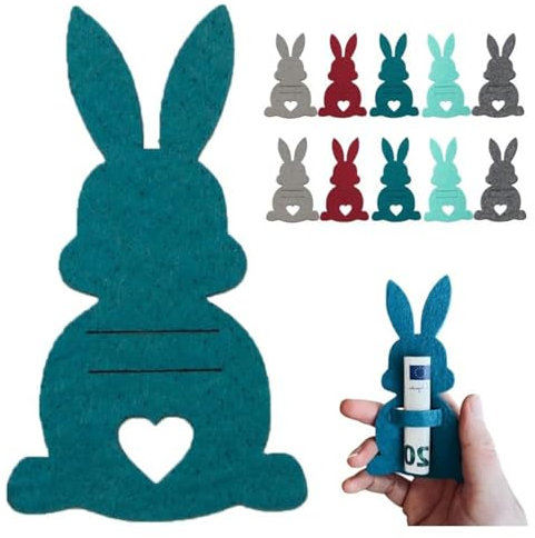 BSITSSS Lot de 10 Paques Decoration, Clip d'argent de Lapin de Pâques, Lapins en Feutrine Décoration de Pâques Amusante à Offrir en Cadeau pour de l'argent