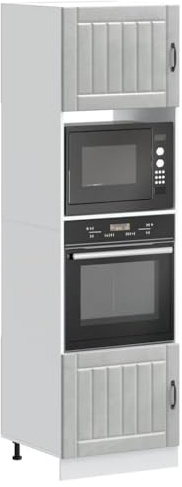 Gecheer Armadi Forno 2 Pezzi, salvaspazio con Piedini Regolabili 60 x 57 x 207 cm in Legno ingegnerizzato Grigio Cemento per Cucina