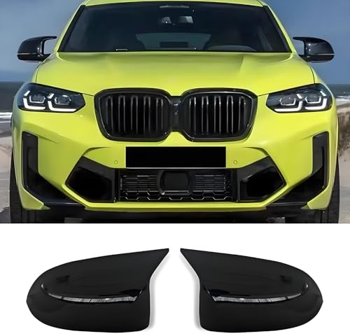 Haoyijiahui 2 PCS spiegelkappen für BMW X3 G01 X4 G02 X5 G05 X6 G06 X7 G07 | Abdeckung Seitenspiegelgehäuse Rückspiegel Türspiegelabdeckungen Links und Recht Glanz Schwarz 2019-2024