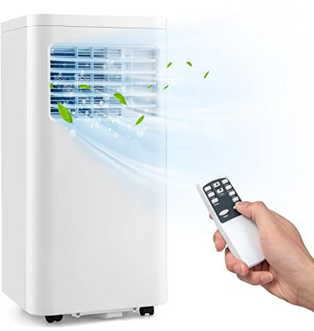 GOPLUS Aire Acondicionado Portátil 9000 BTU, Enfriador de Aire con 4 Modos, Temporizador, Filtro Extraíble & Lavable, Kit de Instalación en Ventana y Mando a Distancia, Blanco