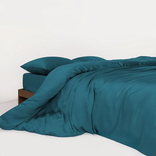 HM'S HOME'SECRET Roomers Bed Linen – Juego de Sábanas 100% Bambú Natural, 300 Hilos, Tacto Seda, Certificación Oeko-Tex 8 Tamaños (Turquesa, Cama 150cm)