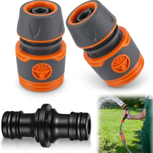 Raheem Schlauchverbinder 1/2 Zoll Satz, 2 Stück Schlauchkupplung mit 1 Stück Kupplung, für Gardena, Gartenschlauch,Gartenbewässerung, Autowäsche,Haushaltsnutzung, 3 Stück