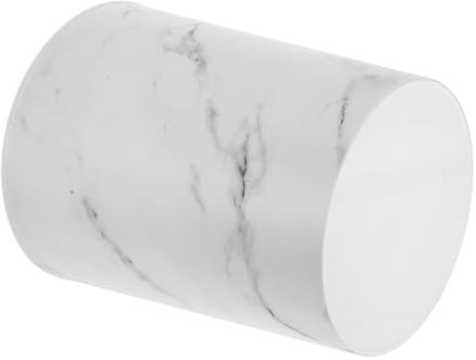 TOGEVAL Poubelle Plastique Blanc Marbré Avec Couvercle Abattant Corbeille De Table Multifonction Pour Bureau Salle De Bain Chambre Design Élégant Avec Anneau De Maintien Petite Capacité