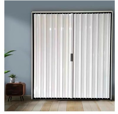 Puertas plegables de acordeón para uso en interiores y exteriores, puerta corredera de PVC con accesorios de montaje, partición de privacidad para armario, fácil de limpiar, 78,5 x 203 cm