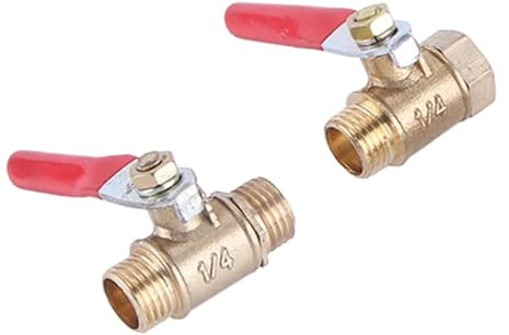 xXSvvskFL 1/8 1/4'' 3/8'' 1/2'' Female to Male BSPT Threaded Brass Water Oil Air Gas Fuel Line Shutoff Ball Valve Pneumatic Connector(1/4,Male-Male)