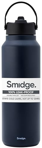 Smidge Large Insulated Water Bottle 1.2L Winter Sky – BPA-Free Stainless Steel Reusable Flask with Sipping lid, Leakproof, Vacuum Sealed for Hot & Cold Drinks