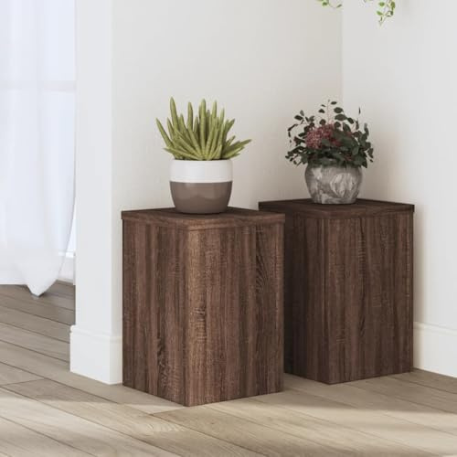 HaoChrymec Portavasi 2 Pezzi, Supporto per Piante in Legno, Design Moderno e Minimalista, Portavasi da Balcone, Fioriera da Esterno, per Interno e Balcone, Effetto Rovere Marrone, 20x20x30 cm