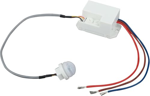 Mini Bewegungsmelder 230V Einbau Innen, LED PIR Mini Dämmerungssensor, 120° Infrarot Sensor Klein, Unterputz Unsichtbar Einstellbare Zeit mit Dämmerungssensor IP20, Empfindlichkeit 6M Reichweite