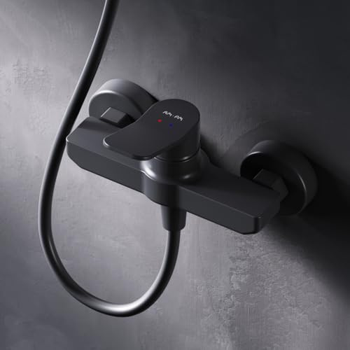 AM.PM Duscharmatur Schwarz Matt Einhebelmischer, Mischbatterie Dusche, Badarmatur Einhand-Brausebatterie, Armatur Dusche für Badezimmer FXA20022 X-Joy