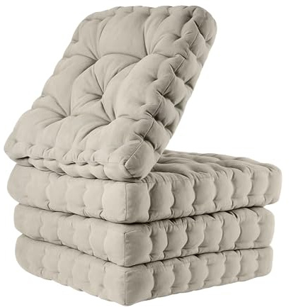 Trintion 4er Set Sitzkissen 40x40x8 cm – Stuhlkissen & Bodenkissen aus 100% Baumwolle – Weiche, Dicke Polsterung – Für Innen & Außen – Waschbar & Langlebig – Komfortable Stuhlauflage (Grey)