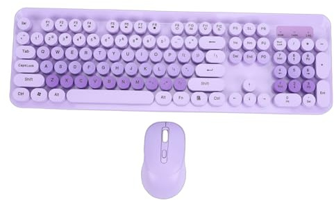 Ensemble Clavier et Souris sans Fil, Style Machine à écrire Rétro 2,4 GHz avec pavé Numérique et Clics Silencieux, pour PC Portable de Bureau 10 8 7 Vista (Purple)