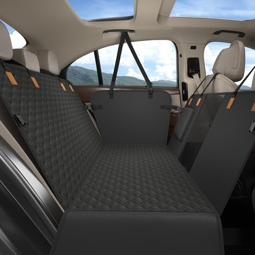 MyeMdan Manta Impermeable para Asiento Trasero de Coche, Negro | Resistente A Los Arañazos, Para la Mayoría de Los Coches, Todoterrenos, Color Negro con Ribete