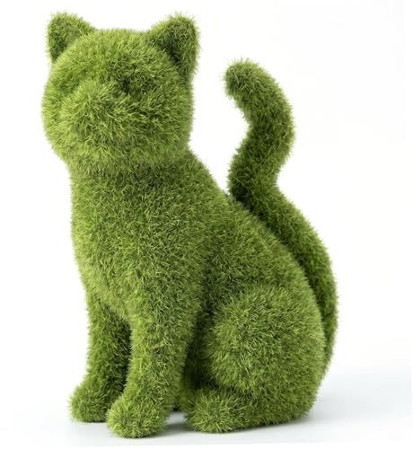Xoeryoy Topiaria per cani, Statua da giardino per gatti, Scultura di gatto seduto floccato, Decorazione topiaria per animali da esterno per interni, Verde, 4, 17x2, 52x5, 43 pollici