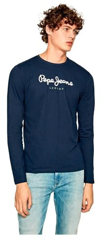 Pepe Jeans Eggo Maglietta a Maniche Lunghe Slim Fit da Uomo, Blu (Navy), XS
