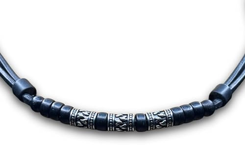 HANA LIMA Lederkette mit Edelstahlperlen Surferkette Halskette Herrenkette