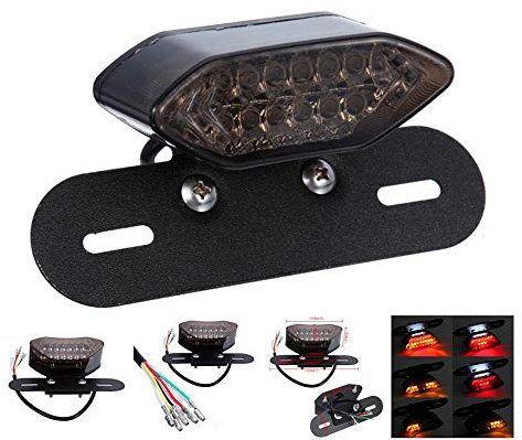 LED Motorrad Kennzeichenbeleuchtung und Blinker, Quad ATV Schwanz Nummernschild Integriertes Licht, Kennzeichenhalter mit Heckleuchten Umfasst Bremslicht, 20 LEDs in Drei Farben