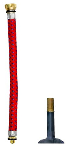 Laxzo ® Bicycle Pump Valve Adaptor Valve Connector Bike Cycle Car Flexible Pump with Schrader Valve for All Inflatable Football Air Hose Adapter Replacement Pump Adapter Valve Red