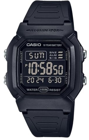 Casio Herren-Quarzuhr mit Kunstharz-Armband, Schwarz, 17 (Modell: W-800H-1BVCF), Erwachsene, Schwarz, Adult, Klassisch