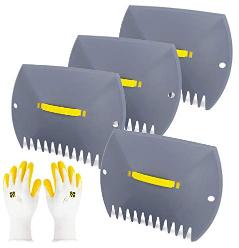 JARDINEER 2 Pair Leaf Grabbers Lightweight for Lawn Yard, Garden Leaf Collector Plastic, Hand Grass Rake with Handles for Picking Up Leaves, Twigs or Debris