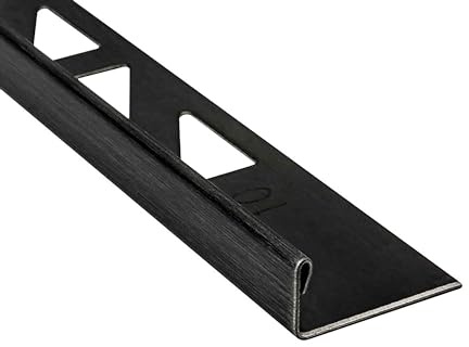 L-Profil Edelstahlschiene Fliesenprofil V2A 2,5m 10mm schwarz anthrazit | Als Kantenschutz für sichtbare Außenecken und saubere Fliesenabschlüsse, 10mm Profilmaß, 2,5m, für 10mm Fliesenhöhe schwarz