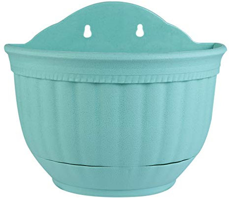 HEMOTON Blumentopf Wand Hängend Pflanztopf Wandvasen Blumenkasten Balkonkasten Kaktus Sukkulenten Topf Wanddeko für Indoor Outdoor Balkon Garten Deko 15x22cm Grün
