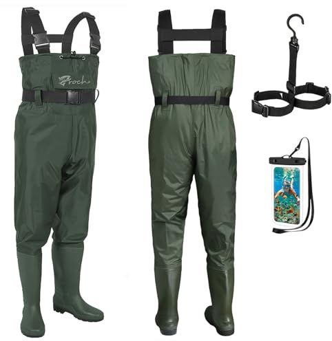 Croch Pantalones de algodón para hombre y mujer, impermeables, de nailon, con goma, tamaño 38-47, perfectos pantalones de algodón y pantalones de pesca, verde, 42