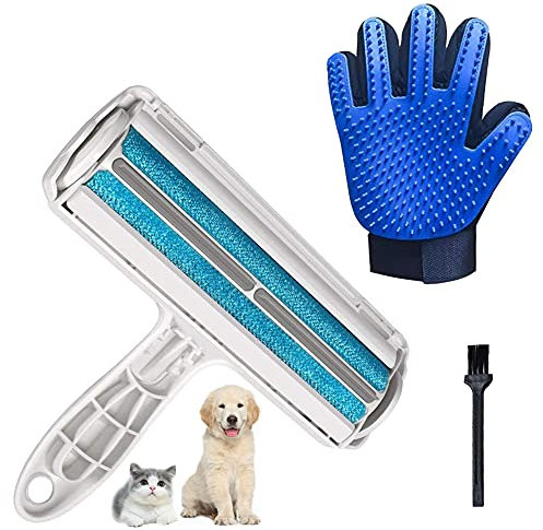 FANJIANG Quitapelos y Rodillo para Perros y Gatos + Guante Quitapelos y Cepillo Quitapelusas, Reutilizable Rodillos para Eliminación de Piel de la Ropa y Sofá.