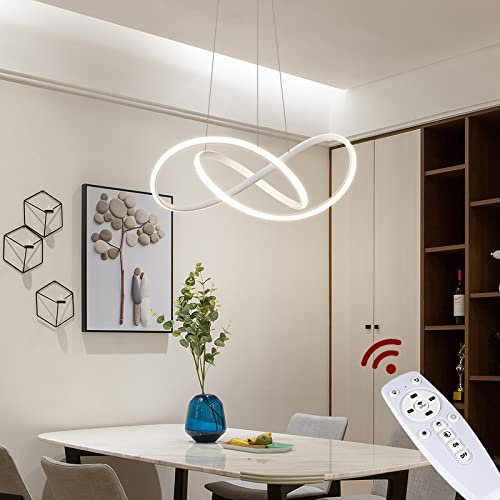 Tonhandisplay LED Pendelleuchte 9642 weiß Ø 50 cm 96W Deckenleuchte mit Fernbedienung Lichtfarbe/Helligkeit einstellbar dimmbar Deckenlampe Leuchte led light Lampe A+ (9642 weiß)