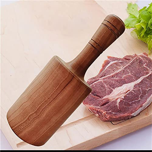 Mazo de carne de cangrejo ablandador de carne de madera - Pounder de pollo para ablandar carne de res - martillo de mazo de mango de madera - Herramientas de cocina ligeras y fáciles de usar (L)