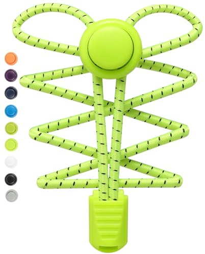 Stepace [ 2 Paires Lacets Élastiques Autobloquants 120 cm - Système Ultra Rapide sans laçage - Magiques Élastiques Lacets de Chaussures pour Enfants, Adultes, Personnes âgées, Désactivé Jaune Fluo