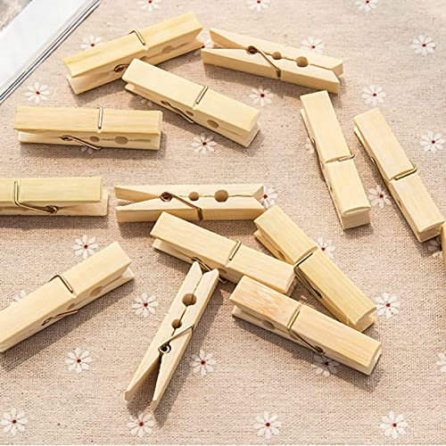 Pack of 20 Clothes pegs Made of Bamboo, Wooden pegs, Clothes pegs with Windproof Clothes pegs, Large Wooden Clothes pegs, Wooden Clothes pegs for Hanging Clothes and handicrafts