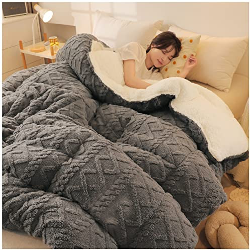 YRRA Trapunta Invernale, Coperta in Cashmere, Pesante per Letto, Piumino Matrimoniale Invernale Caldo, coperto Biancheria da Letto Domestica, Grigio, 150x200cm(3kg)