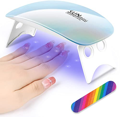 URAQT Mini UV LED Nagellampe, USB Tragbar LED Nagellampe für Gelnägel Tragbarer Nageltrockner für alle Gelnagellacke, mit Nagelfeile, Aushärtungswerkzeug in Mausform (Blau)