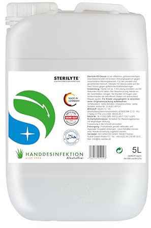 STERILYTE HD Deluxe Händedesinfektion alkoholfrei 5L Aloe Vera – Hautschonendes Desinfektionsmittel für Hände im Nachfüllkanister – dermatologisch getestet, BAuA N-112562, EN 1276 & EN 1500 geprüft