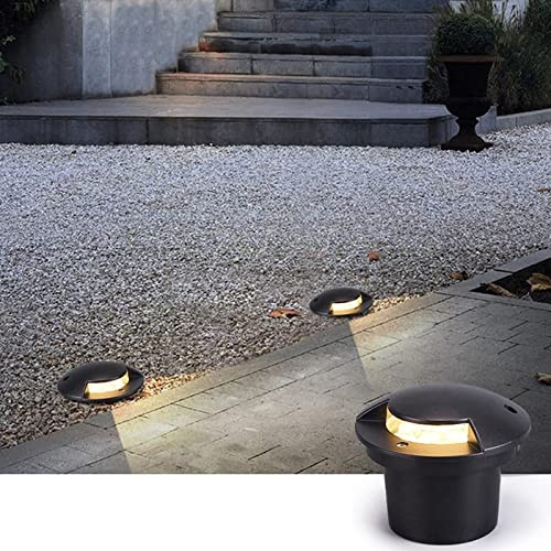 Luces Led Suelo Terraza Exterior - LED Foco Empotrable Al Aire Libre, Luces De Paisaje De Camino Al Aire Libre De 5W, Luz De Paso Lateral Impermeable IP67, Para Jardines, Calzadas, Terrazas(Warm White