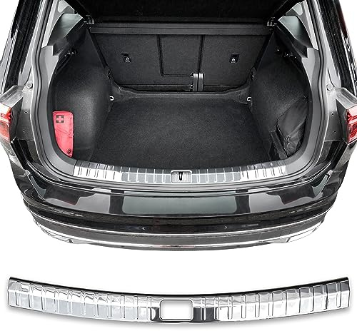 RECAMBO Ladekantenschutz Edelstahl kompatibel für VW Tiguan II | BJ ab 2016 - Hochglanz poliert, Chrom Look - Styling und Schutz für die Stoßstange