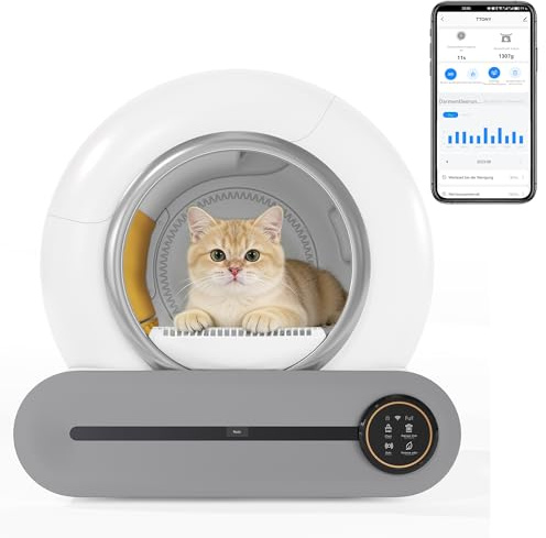 Merax Selbstreinigende Katzentoilette, Automatisches Katzenklo, APP-Steuerung/65L Max Kapazität/Infrarotsensor/eliminiert Geruch/Smart Health Monitor/sichere Kindersicherung, für mehrere Katzen