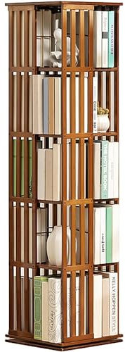 DESHVA 360° Rotierendes Bücherregal,bücherregal Zur Bodenaufbewahrung Mit 5/6 Ebenen Hochdichtes Bücherregal Bodenstehende Regale Mit Schallwand Für Zuhause, Wohnzimmer, Arbeitszimmer, Büro