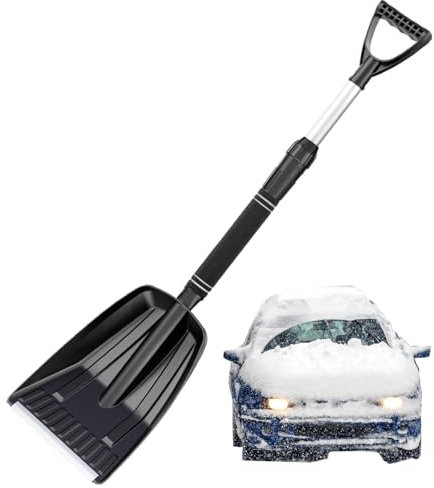 Teleskop Schneeschaufel,schneeschieber,schneeschaufel Auto,Belastungsreduzierende Schneeschaufel mit einziehbarem Griff,28-Zoll-Graben von Erde,Erde,Kies,Garten,Landschaftsbau,Baugewerbe,Mauerwerk