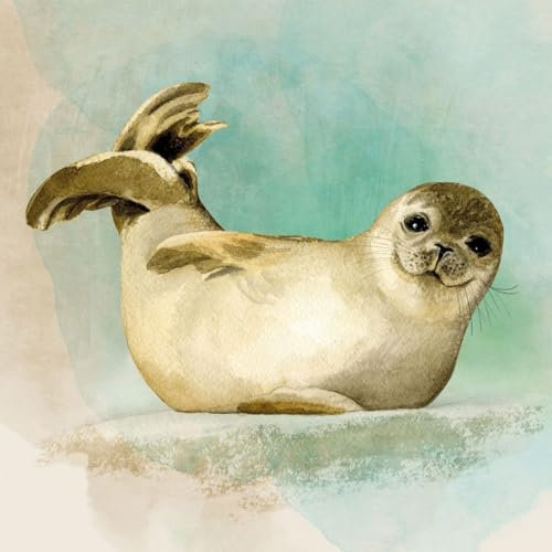 20 Servietten Tiermotive Verspielte Robbe als Tischdeko. Papierservietten mit Motiv. Auch für Decoupage und Serviettentechnik 33x33cm