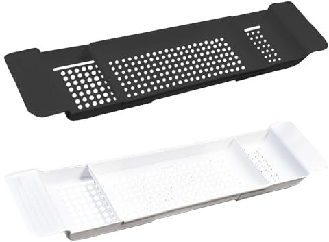Lot de 2 Plateaux de Baignoire – Étagère de Douche étanche au-Dessus de la Baignoire en polypropylène pour Ordinateur Portable | Plateau de Table de Luxe réglable Flexible pour Baignoire Spa Support