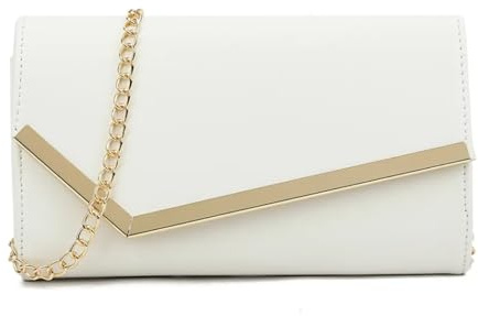 Kaylee Women's Crossbody Purse Prom Party Clutch Bag, Wedding Clutch Bags (Latte/White)