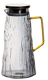 TJLVYCNB Water Pitcher Light Luxury Borosilicate Glass Pitcher Household Kettle with Handle and Lid Large-Capacity Teapot with Fine and Texture Water Carafe(Gris)