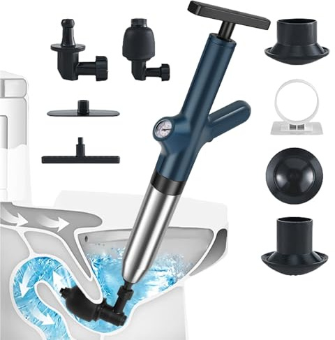 Desatascador de inodoro de alta presión, desatascador de inodoro de alta presión, removedor de obstrucciones de drenaje de émbolo de aire, medidor de aire en tiempo real para inodoro de baño