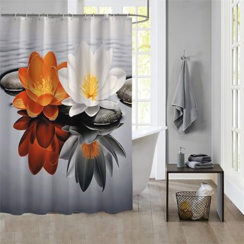 Duschvorhang OrangeShower Curtain Curtains, Duschvorhänge Duschrollo 180x200cm Duschvorhang Mit Gewicht Badewanne, Duschrollo, Badewanne Duschvorhang Textil Stoff Waschbar Bad Vorhang Badevorhang 905