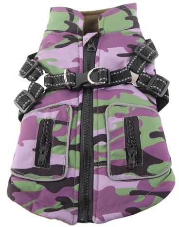 Warmer Hundemantel, Hunde-Winterjacke, Hunde-Wintermantel, Winddicht, verdickter Kälteschutz, reflektierende Haustierweste mit Brustgurt für kaltes Wetter und Hunde beim (S)
