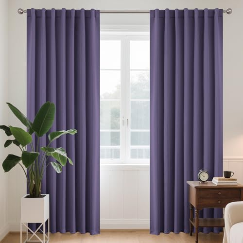 Joydeco Tende Oscuranti per Interni 2 Pezzi L 140 x A 260 CM, Tenda Termiche con Passanti Nascosti per Soggiorno Moderne Cameretta Bambini Camera da Letto Blackout Curtains, Viola Chiaro