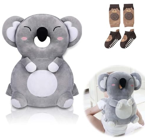 Bambebe Baby Head Protection Pillow Protection Backpack Safety Pads Adjustable Size Head Protector for 4-24 Months Toddler Safety Helmet Harness Walking(Koala)