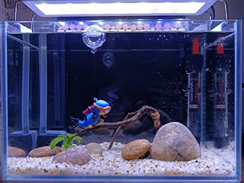 YZHZOM Aquarium deko Schiff: Realistisches Schiffswrack + Schwimmender Taucher, Blau, Harz, Bodenmontage, Floating Diver